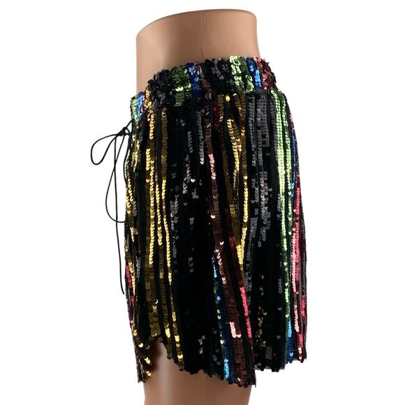 NEW LPA Short 194 Multicolor Striped Sequin High Rise Mini Party Shorts Size M - Picture 4 of 7